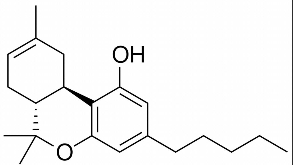 Delta 8 Tetrahydrocannabinol chemical structure diagram.